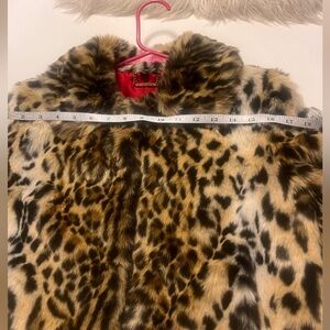 Express Red and Leopard Faux Fur Coat